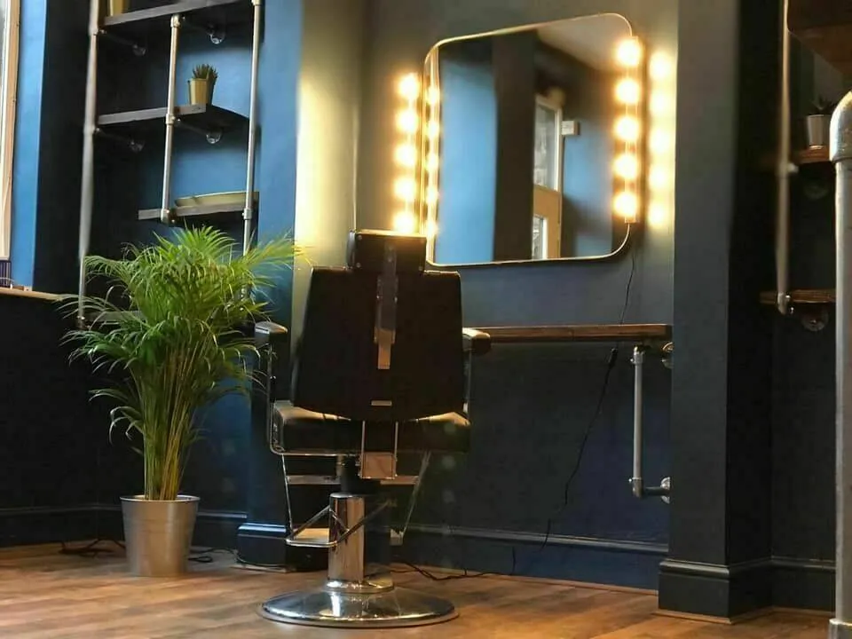 Inside Butler’s Barbering — the navy room on Woodland Lane, Chapel Allerton